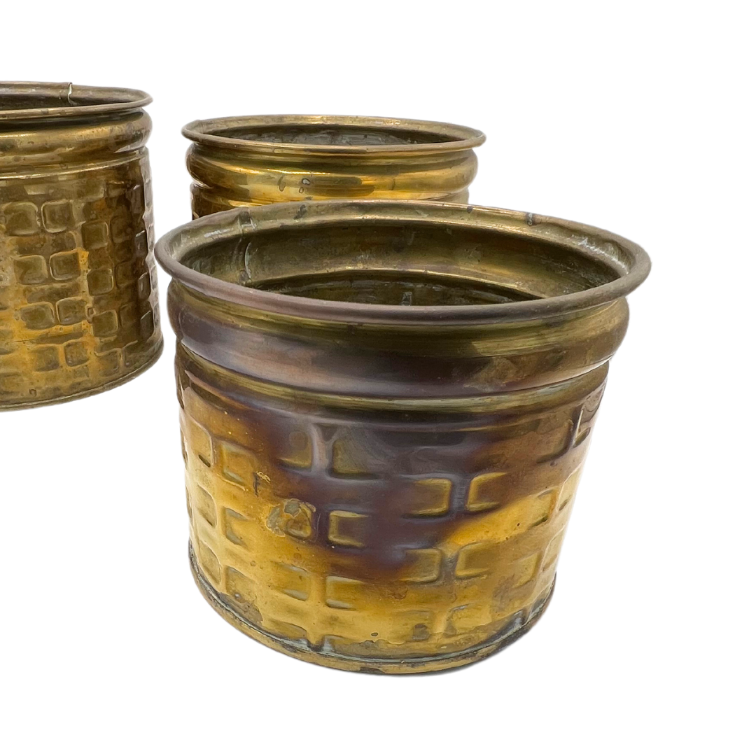 set of 4 vintage brass Nijhof Zevenaar pots