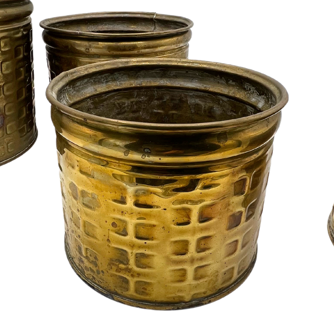 set of 4 vintage brass Nijhof Zevenaar pots