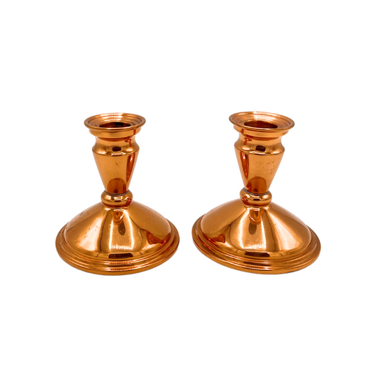 pair of vintage copper candlesticks