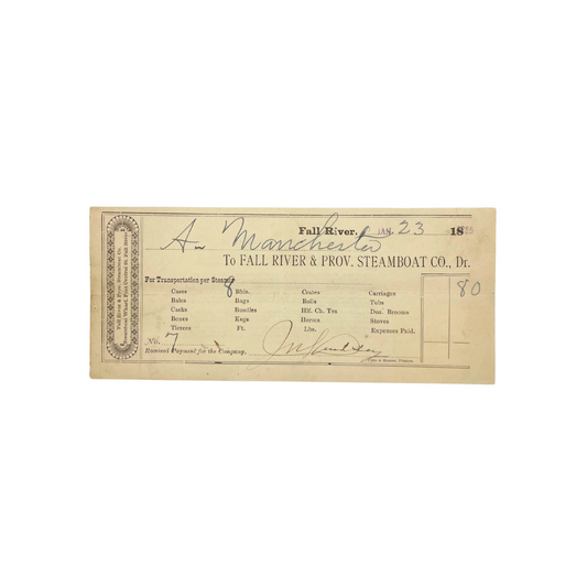 authentic 1885 Fall River Steamship ticket