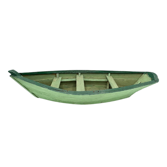 vintage handmade green rowboat