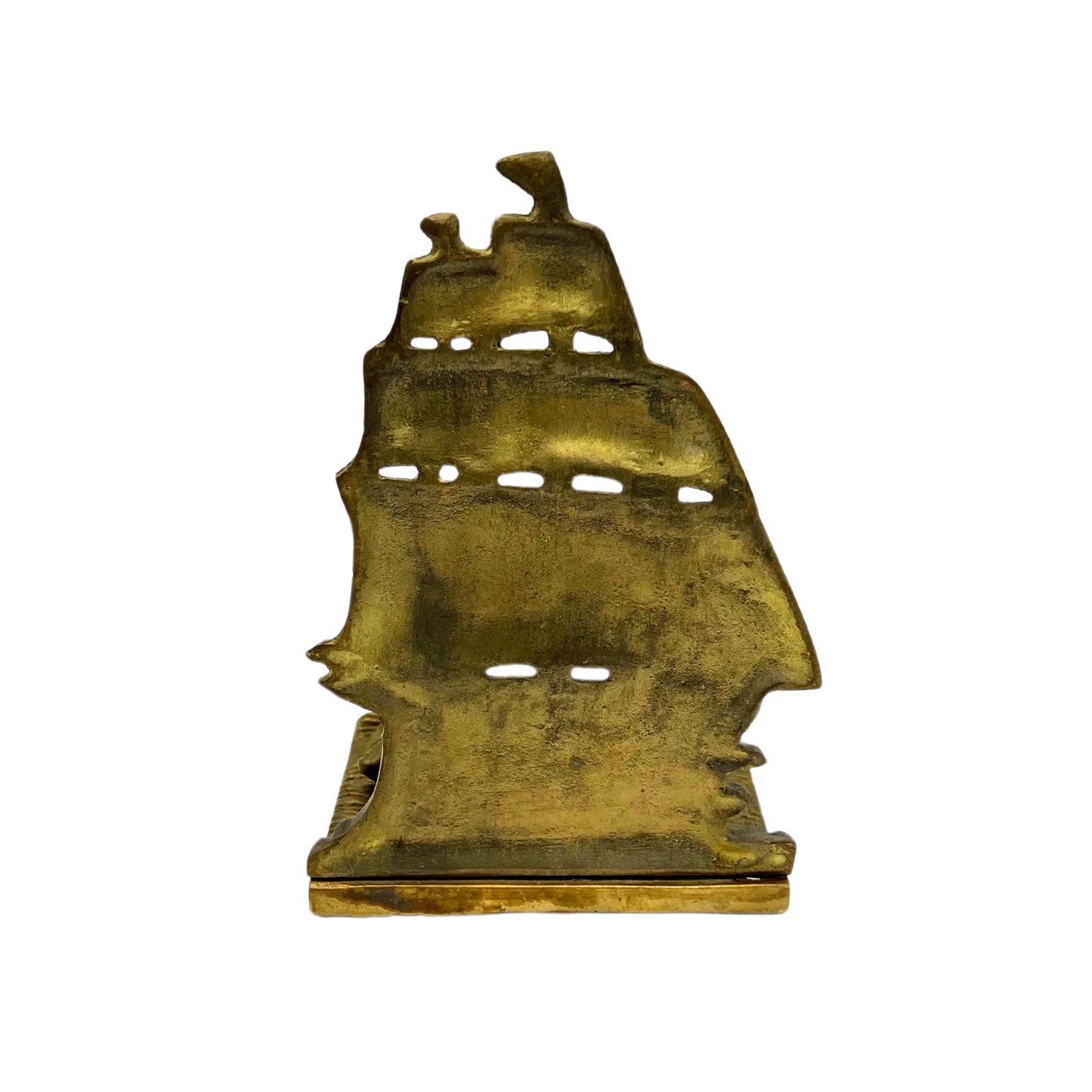 vintage brass ship bookend