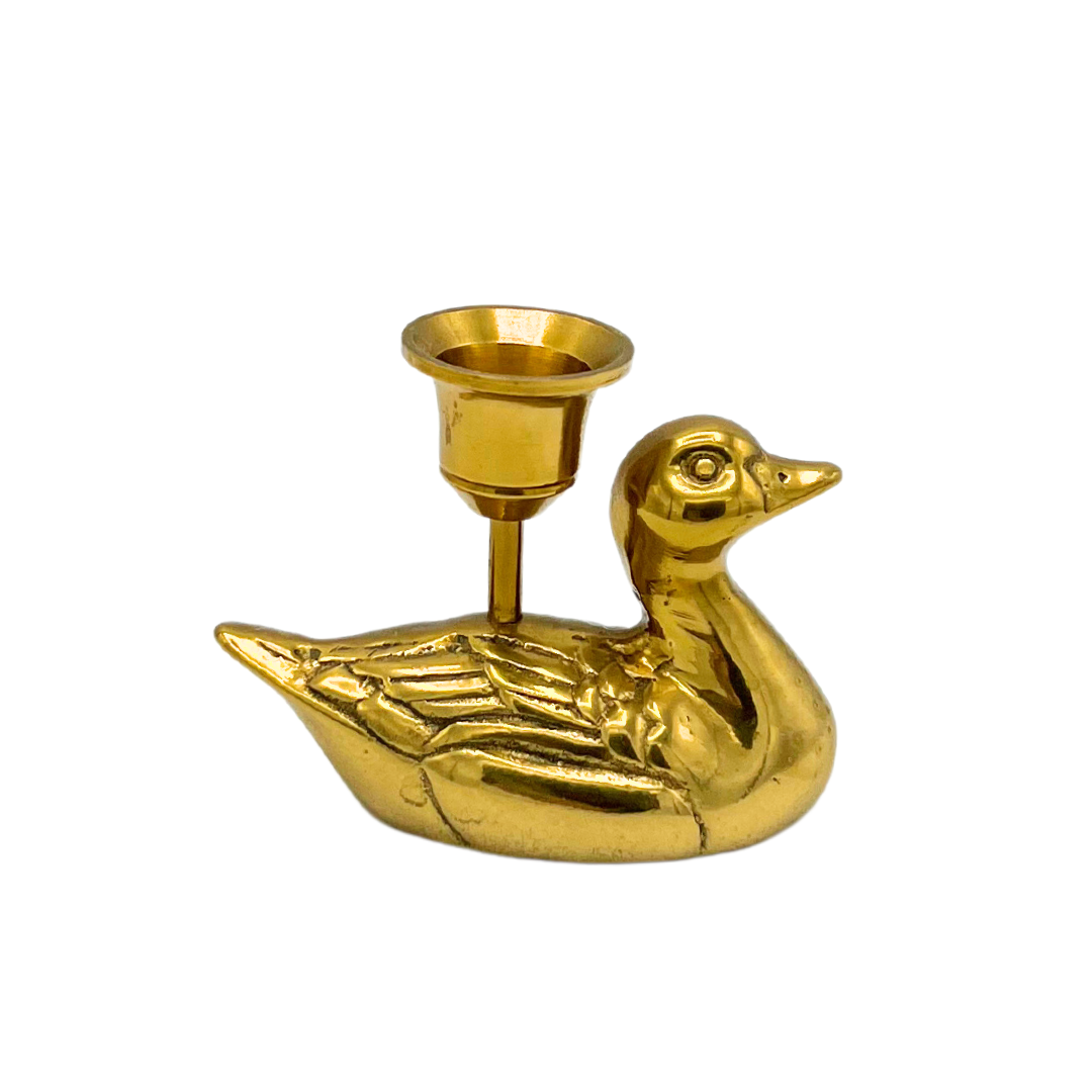 vintage brass duck candle holder