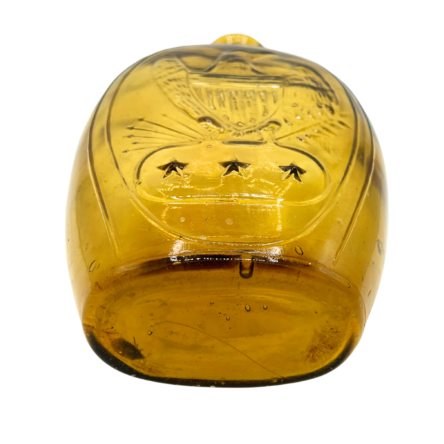 antique yellow glass eagle flask