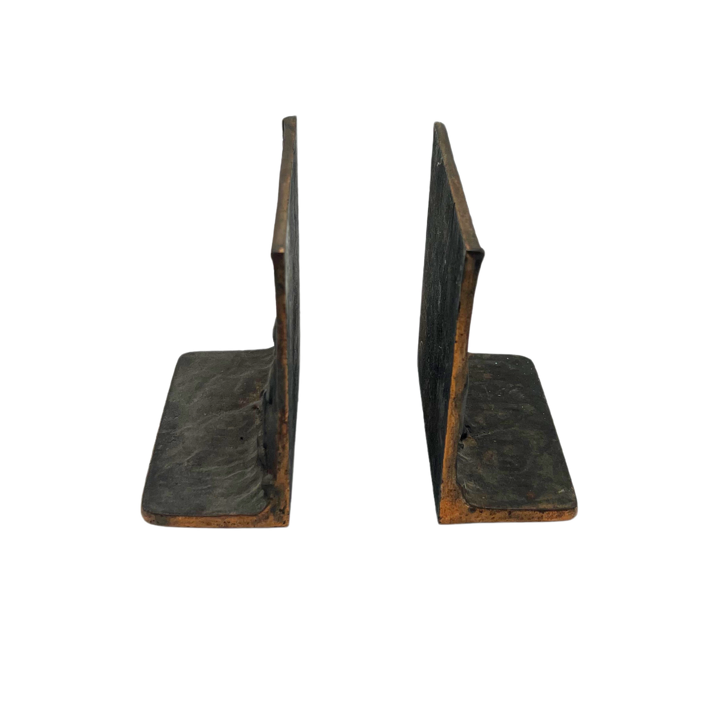 pair of antique iron fishing scene bookends