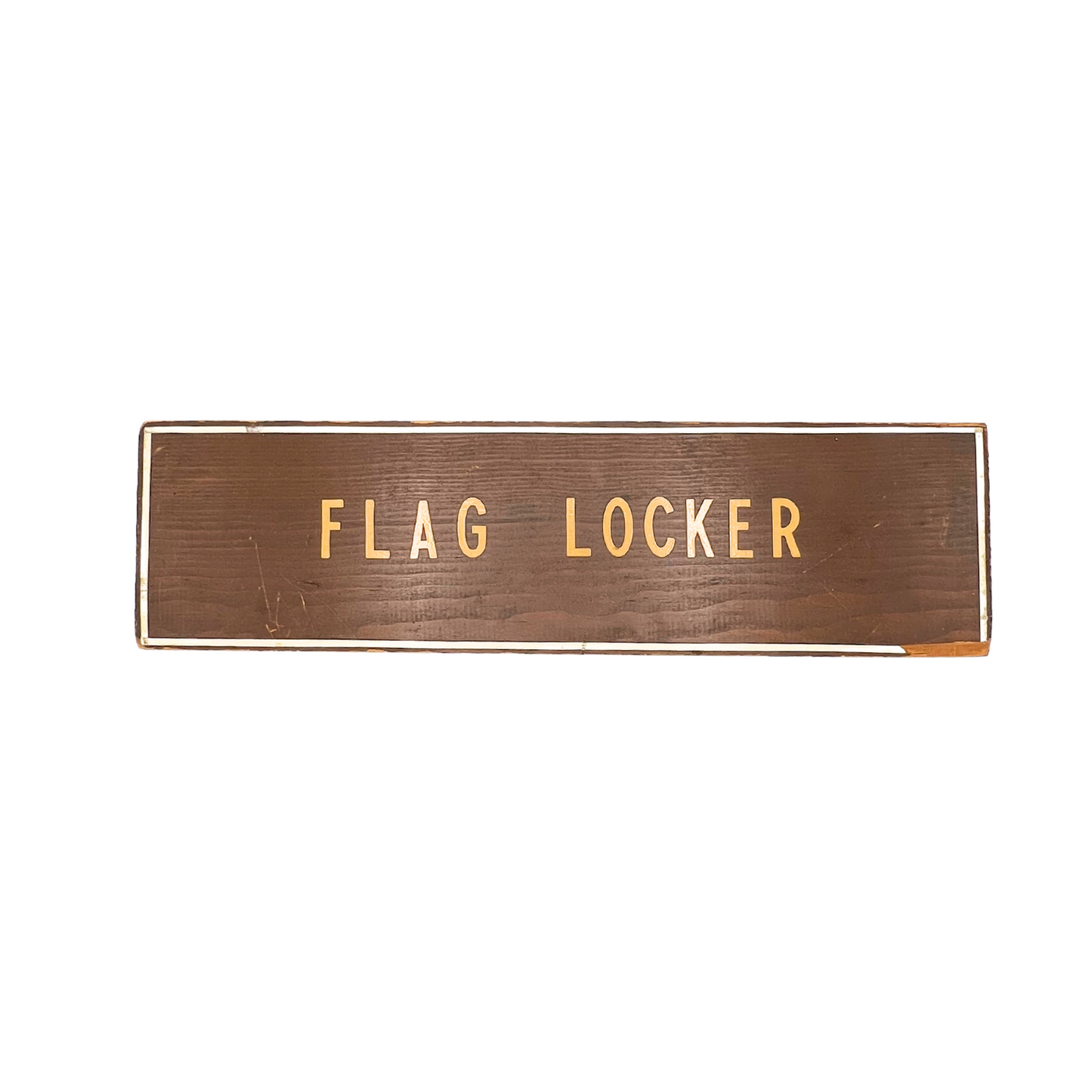 salvaged wooden Flag Locker sign