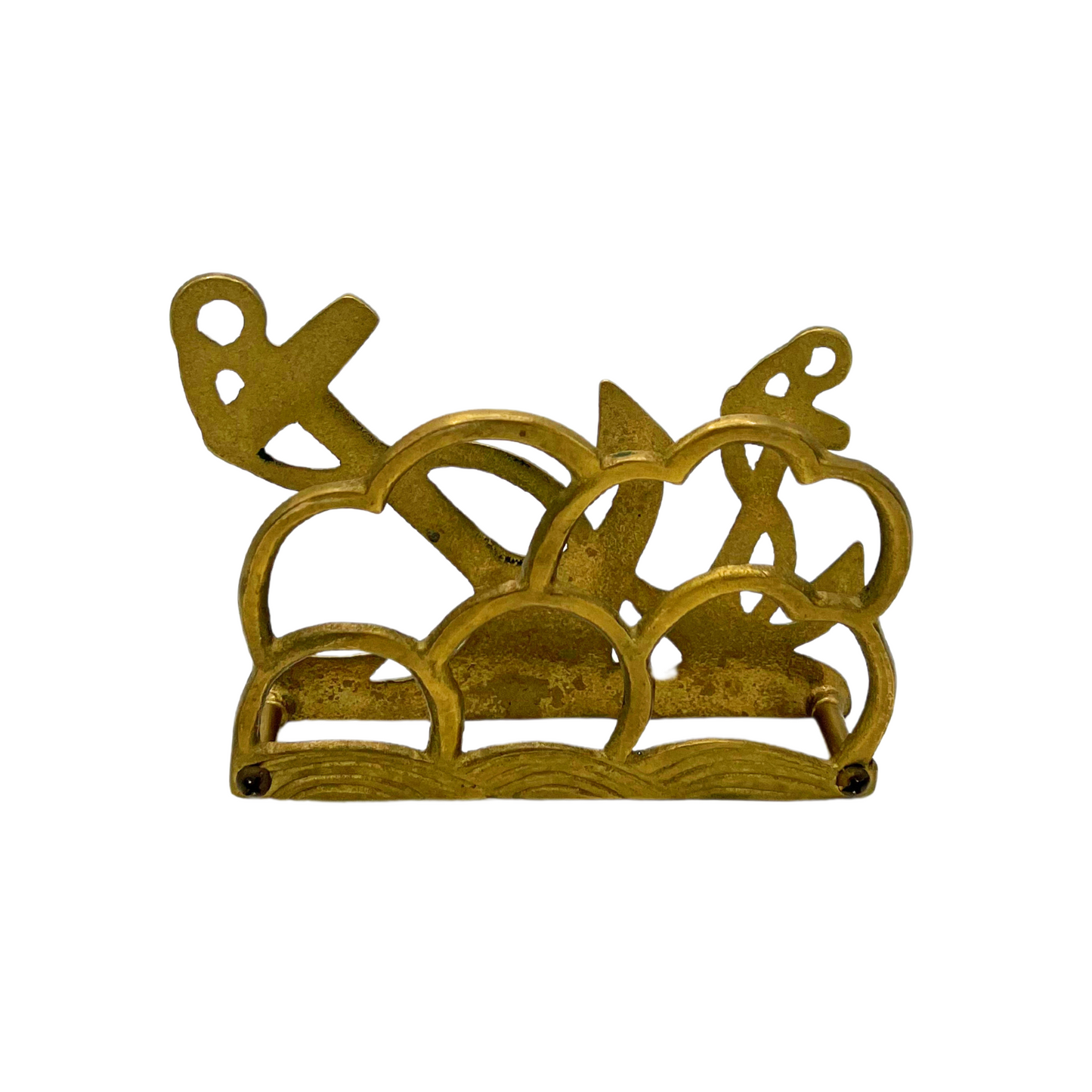 vintage brass anchor letter holder