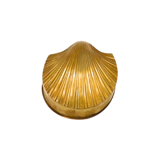 vintage brass shell trinket box