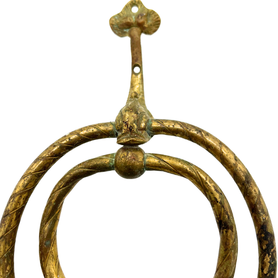 salvaged brass fish towel ring