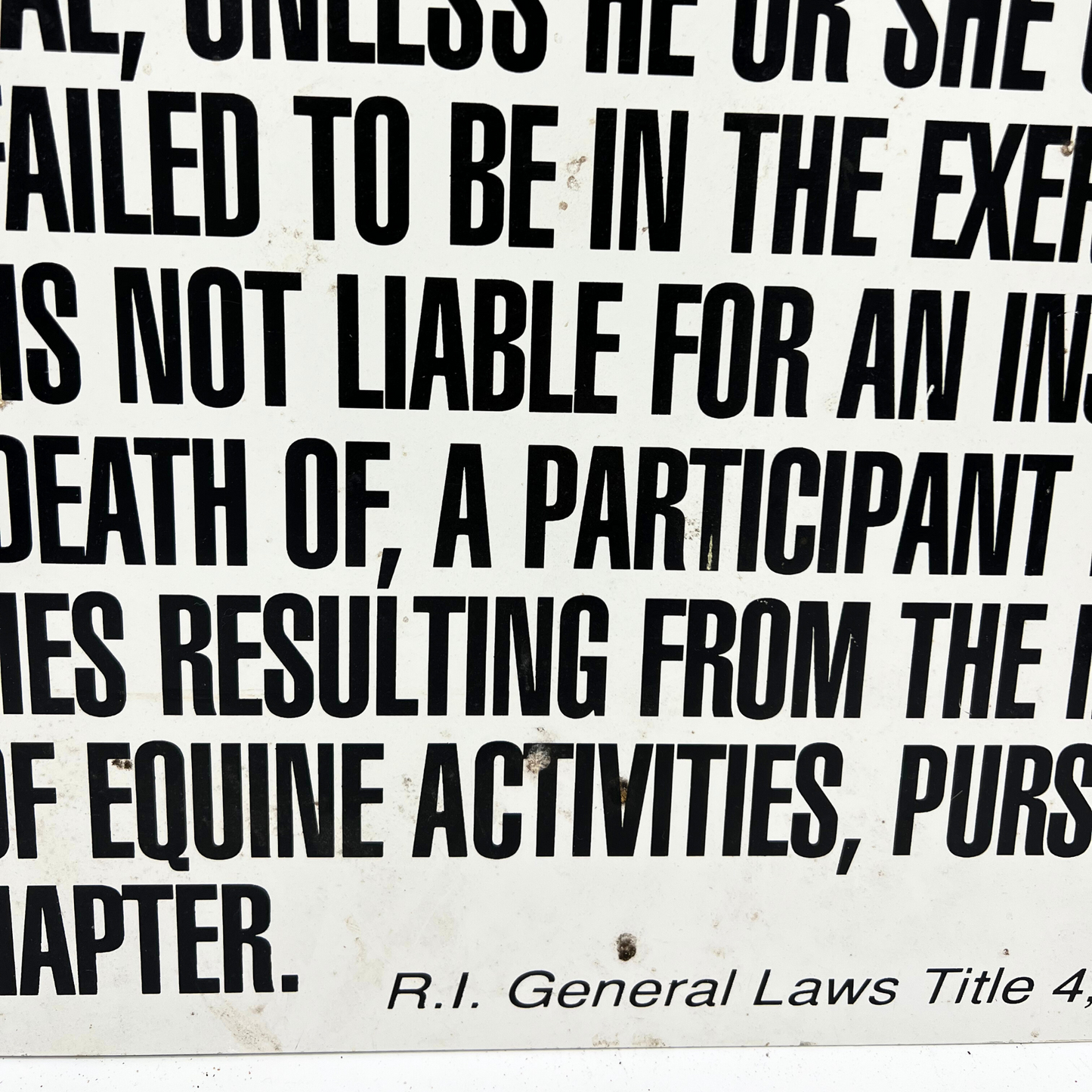 vintage Rhode Island equestrain law sign