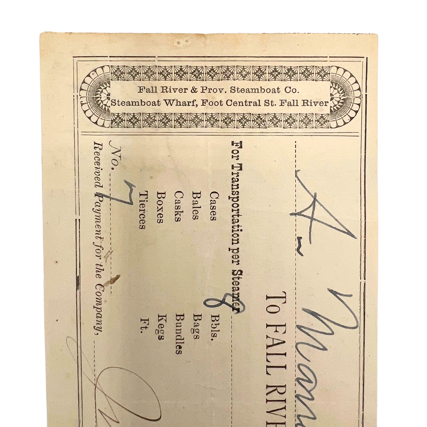 authentic 1885 Fall River Steamship ticket