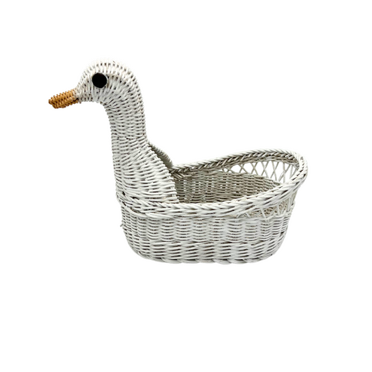 vintage white duck wicker basket