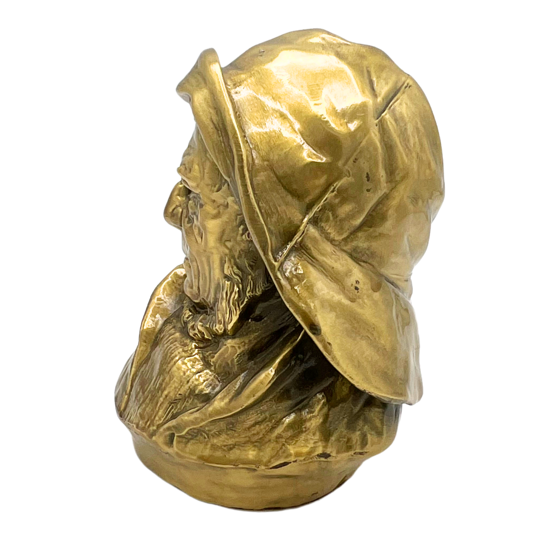 vintage brass fisherman bust