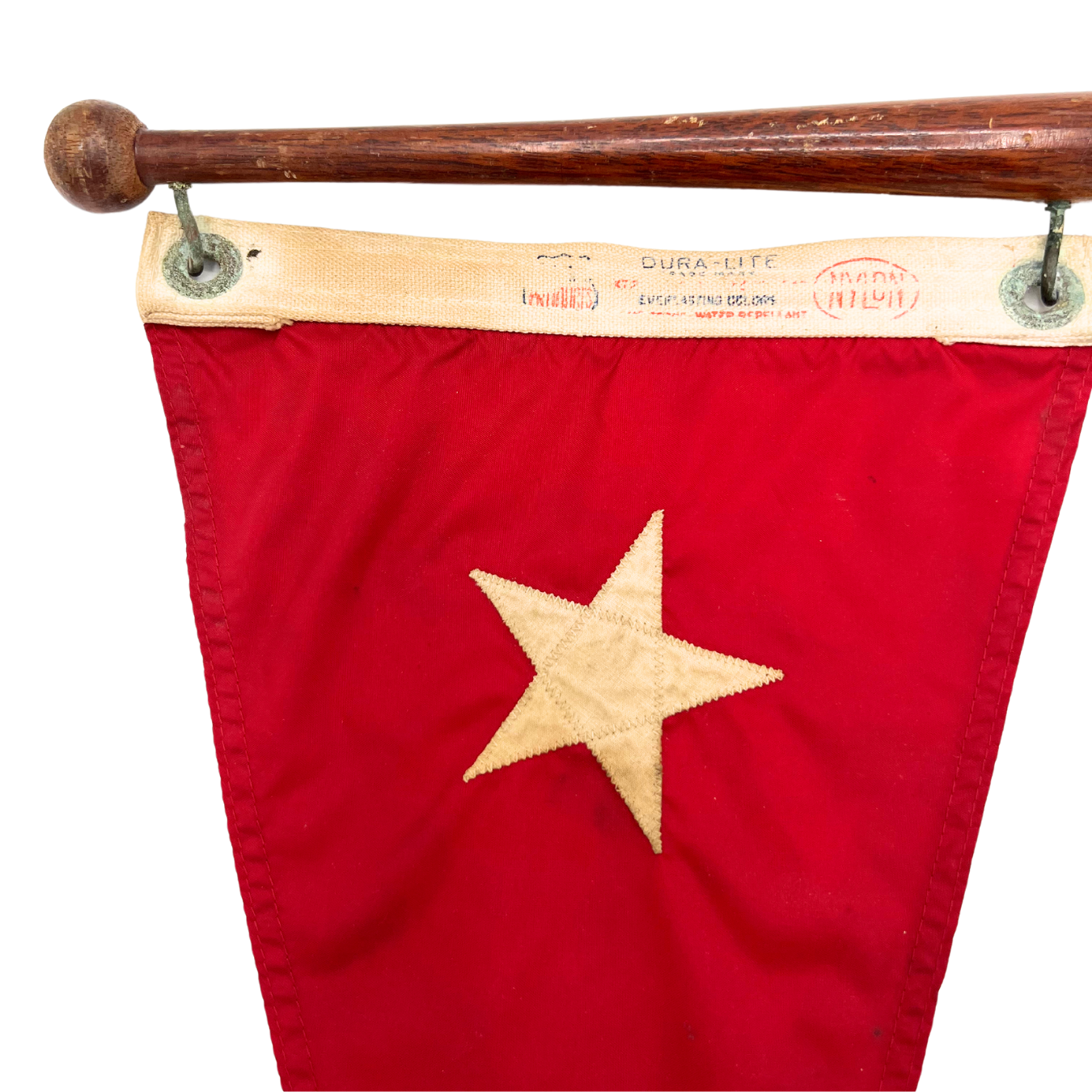 vintage star burgee on teak pole