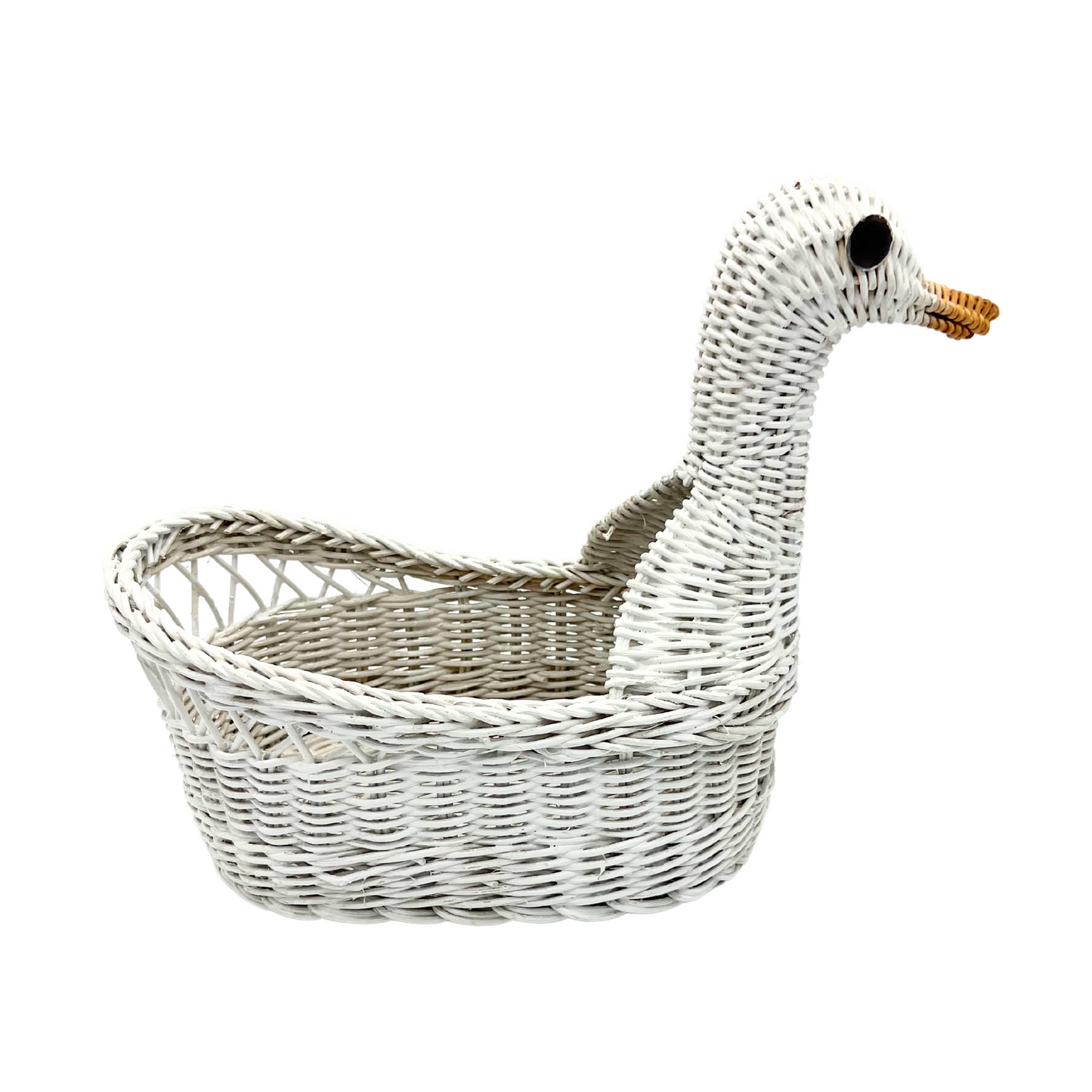 vintage white duck wicker basket