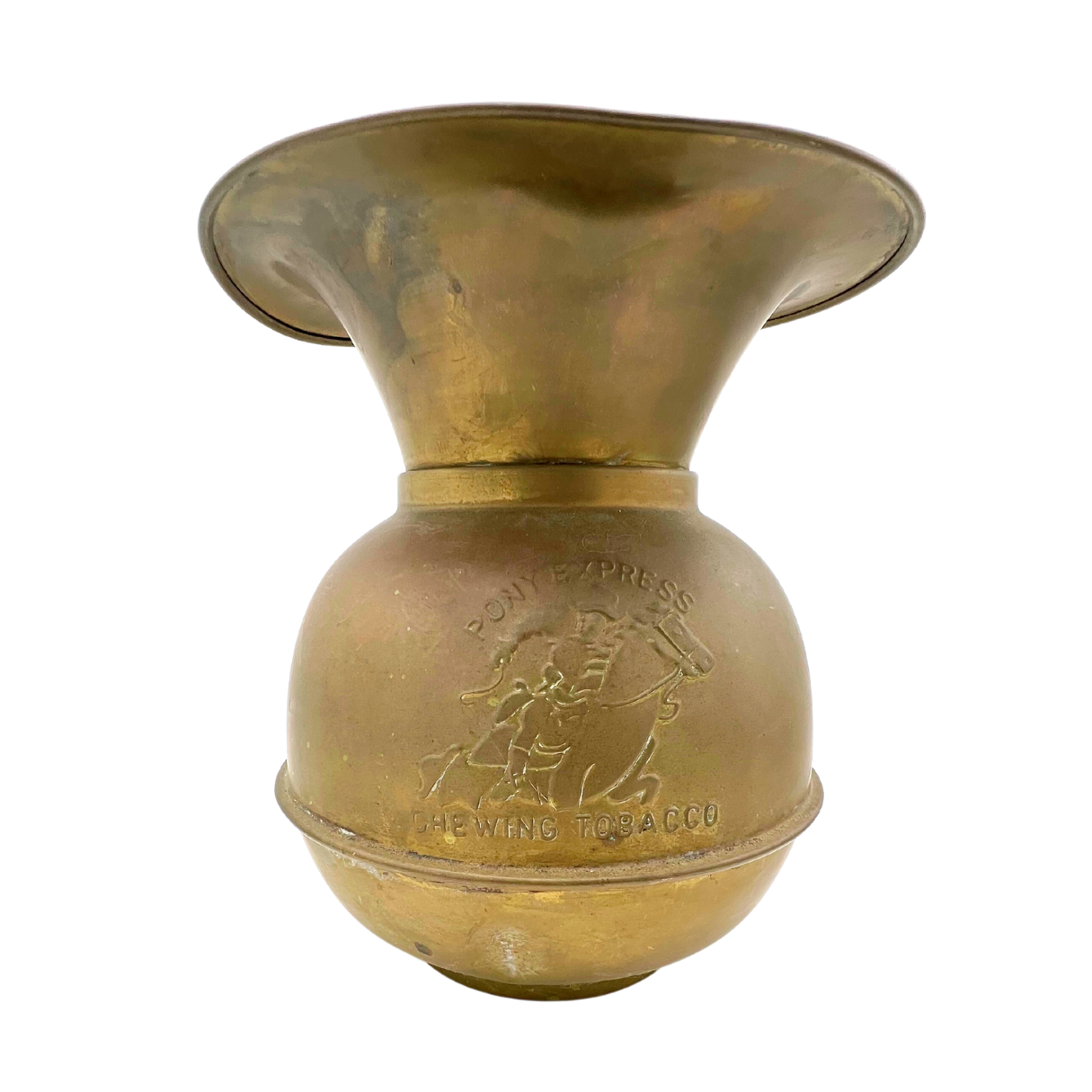 vintage brass Pony Express spittoon