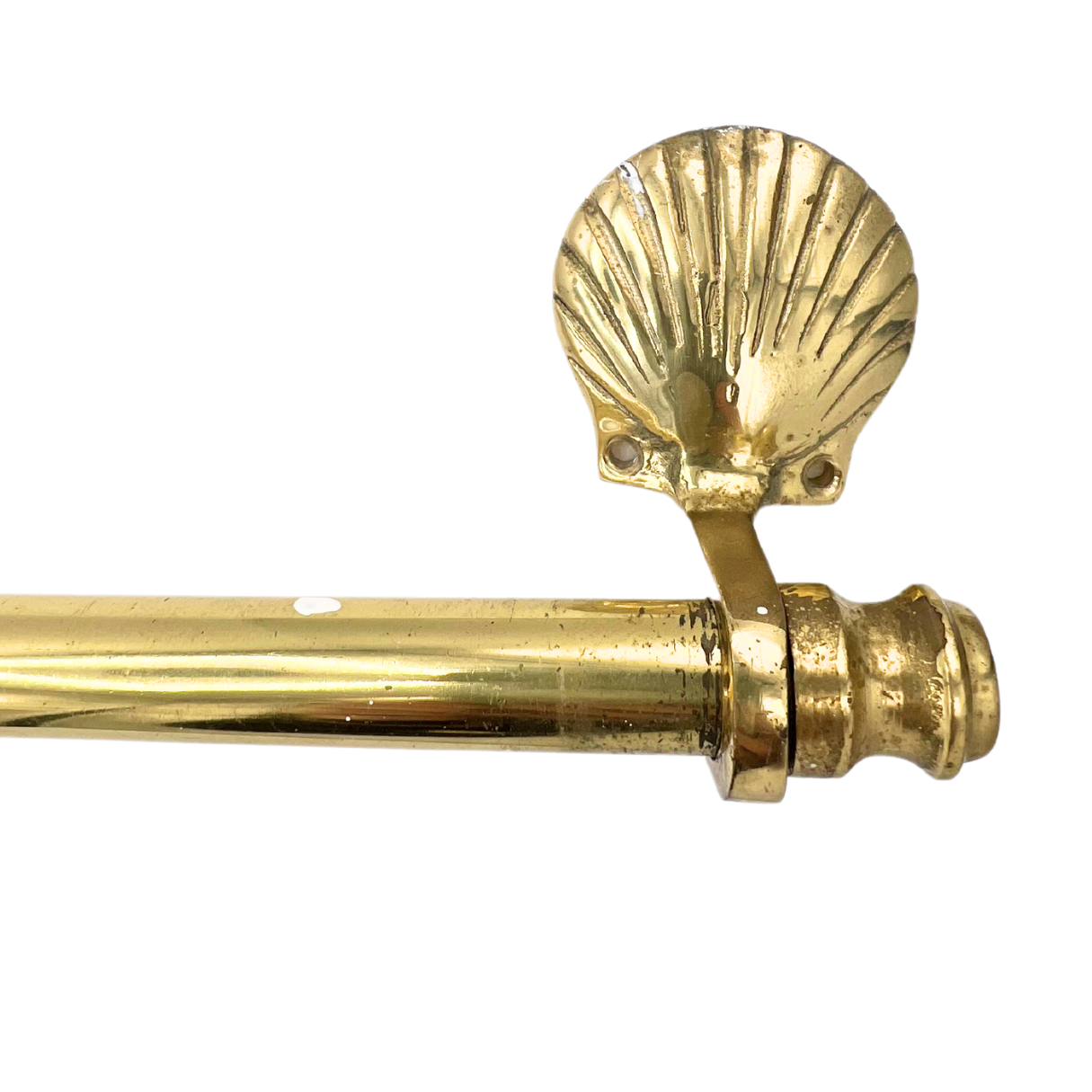 salvaged brass shell towel bar