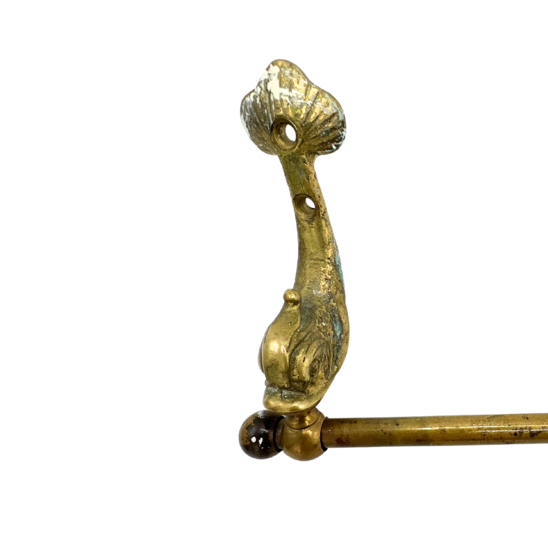 salvaged brass fish towel bar