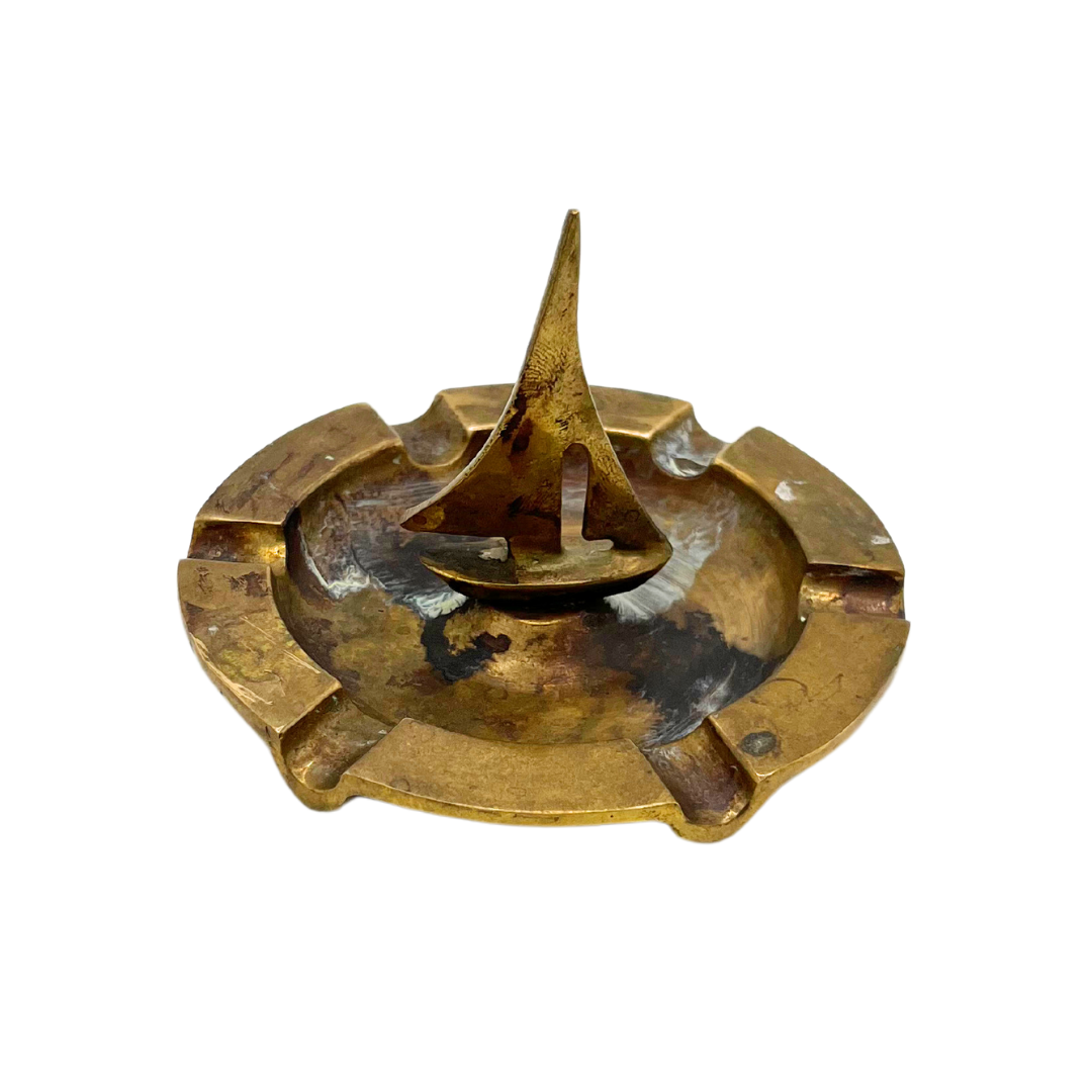 vintage brass sailboat ashtray