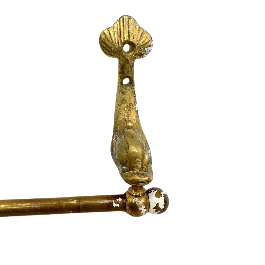 salvaged brass fish towel bar