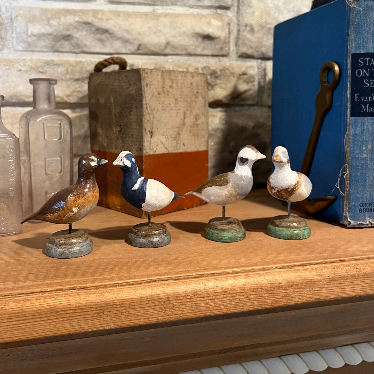 set of 4 vintage handmade birds