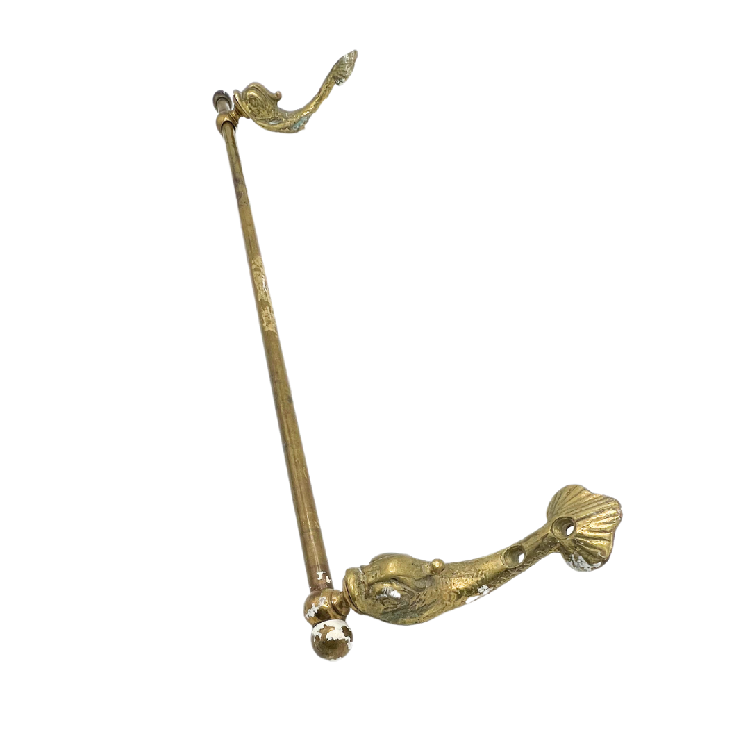 salvaged brass fish towel bar