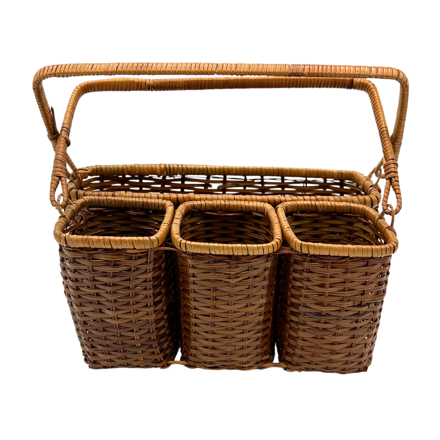 vintage wicker utensil basket