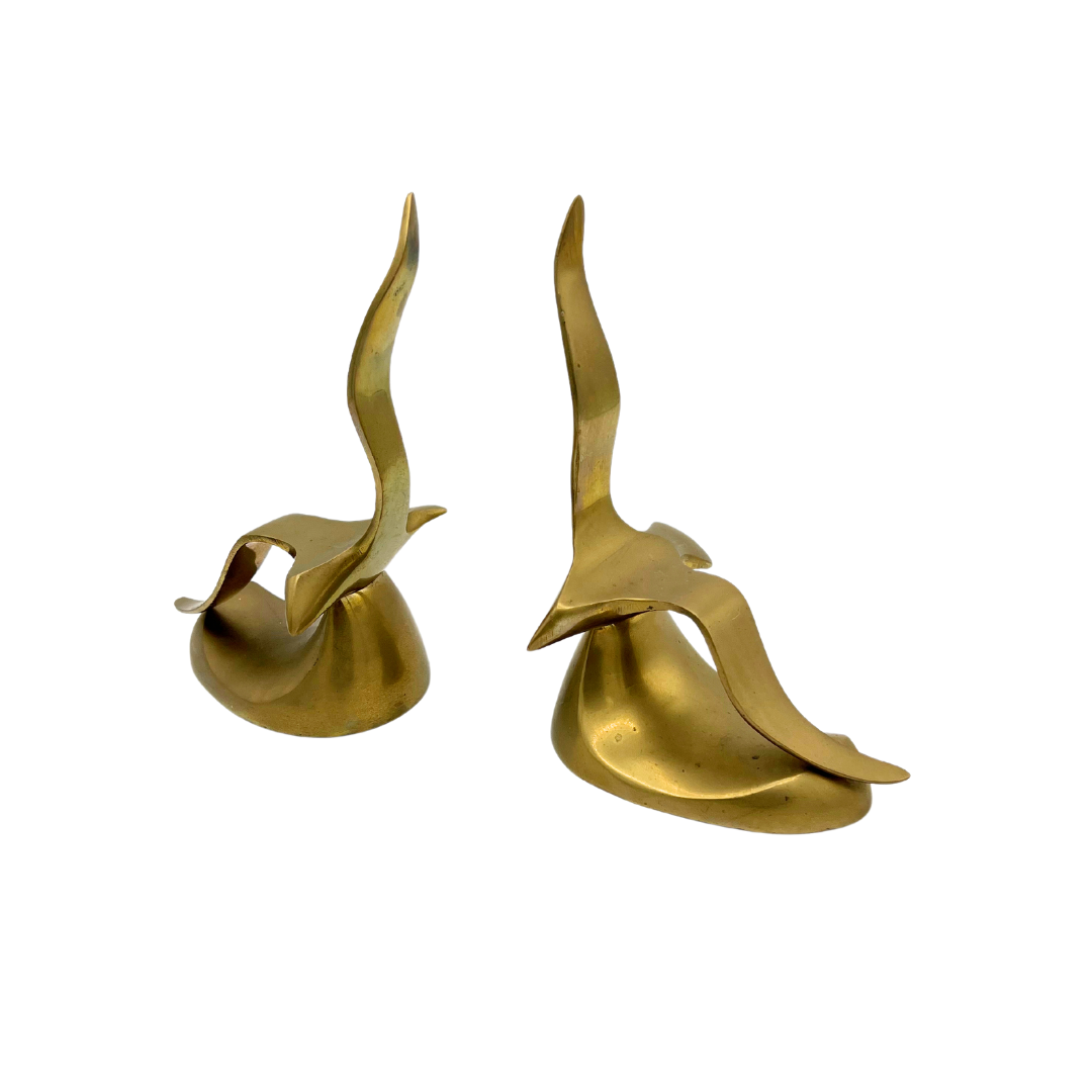 vintage brass gull bookends