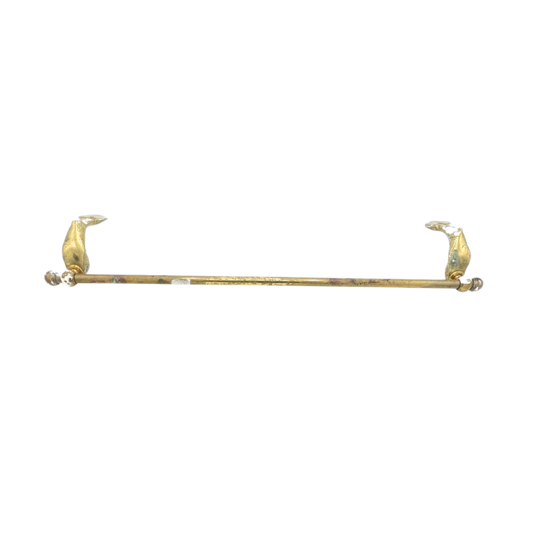 salvaged brass fish towel bar