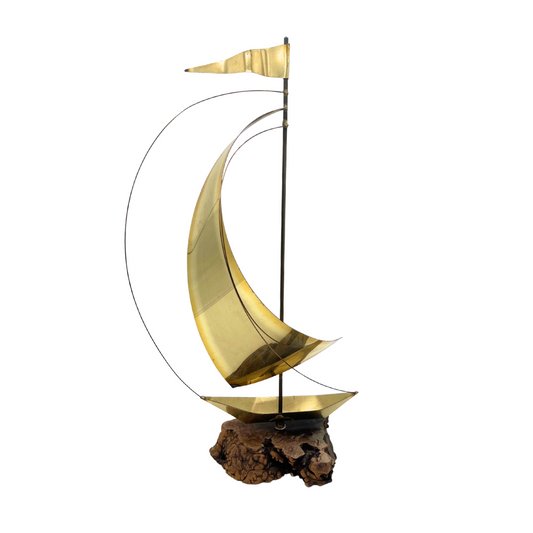 mid-century modern brass sailboat