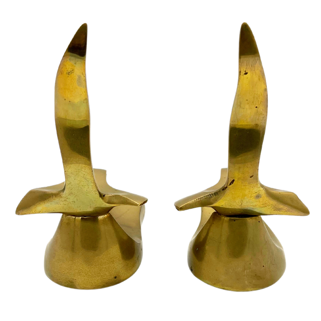 vintage brass gull bookends