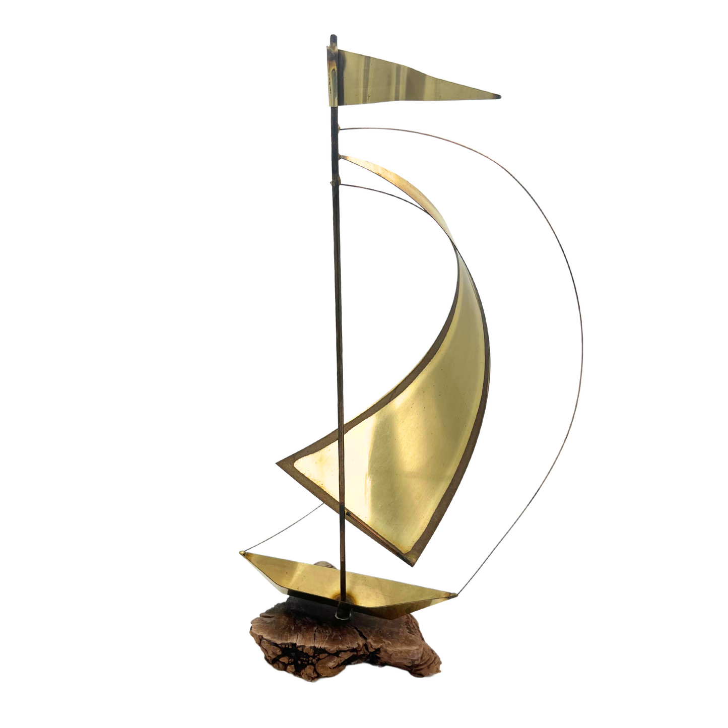 mid-century modern brass sailboat