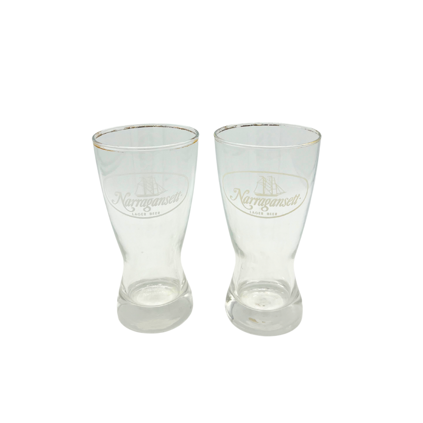 pair of vintage Narragansett glasses