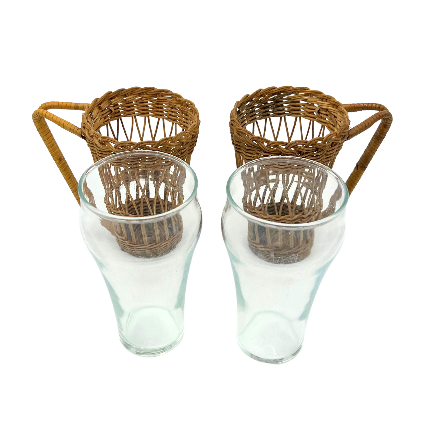 pair of vintage wicker wrapped glasses