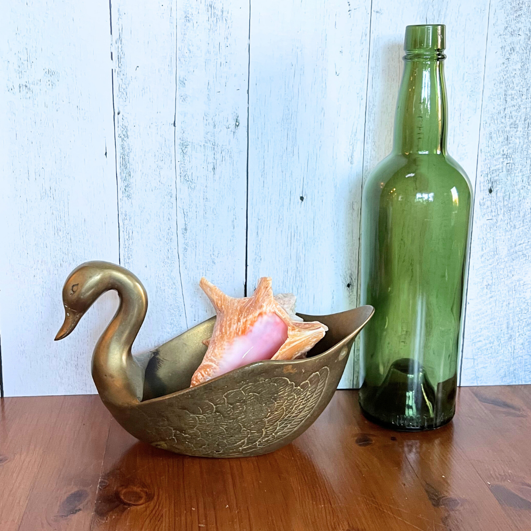 vintage brass swan dish