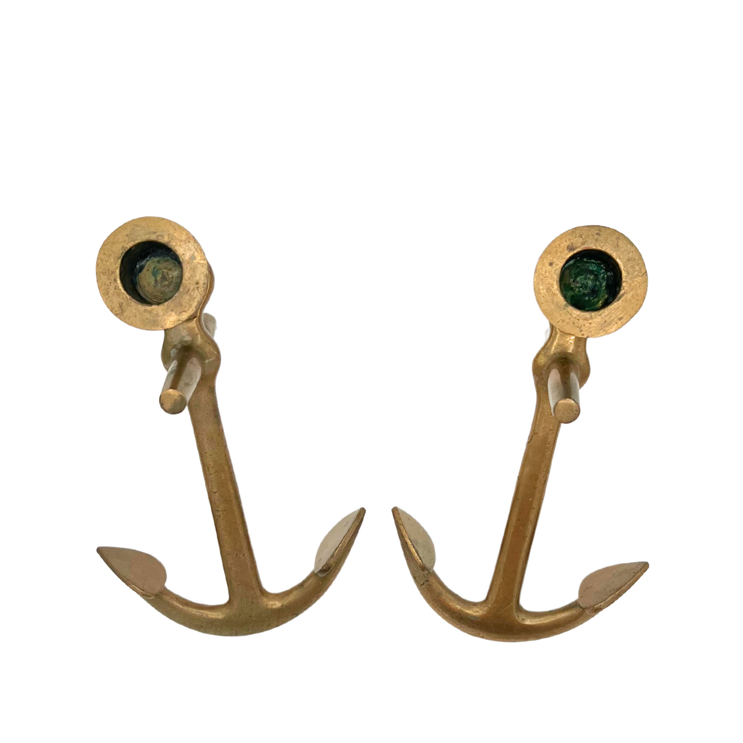 pair of vintage brass anchor candlesticks