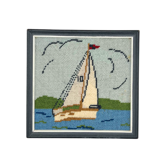 small vintage sailboat needlepoint