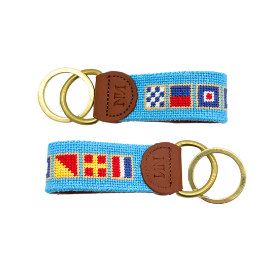 Newport flags needlepoint keychain