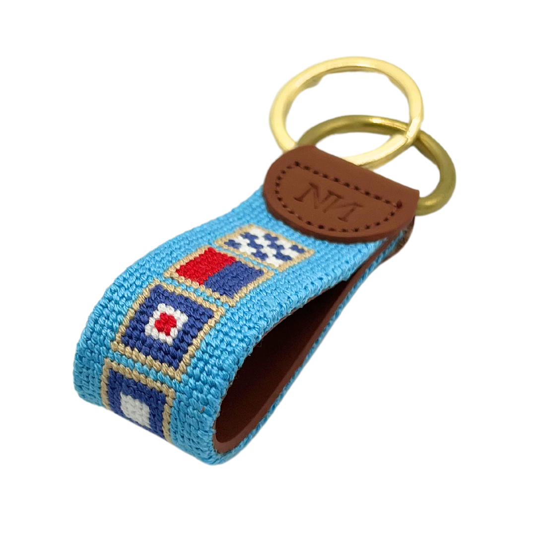 Newport flags needlepoint keychain