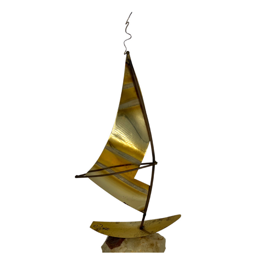 mid-centry modern brass sailboat