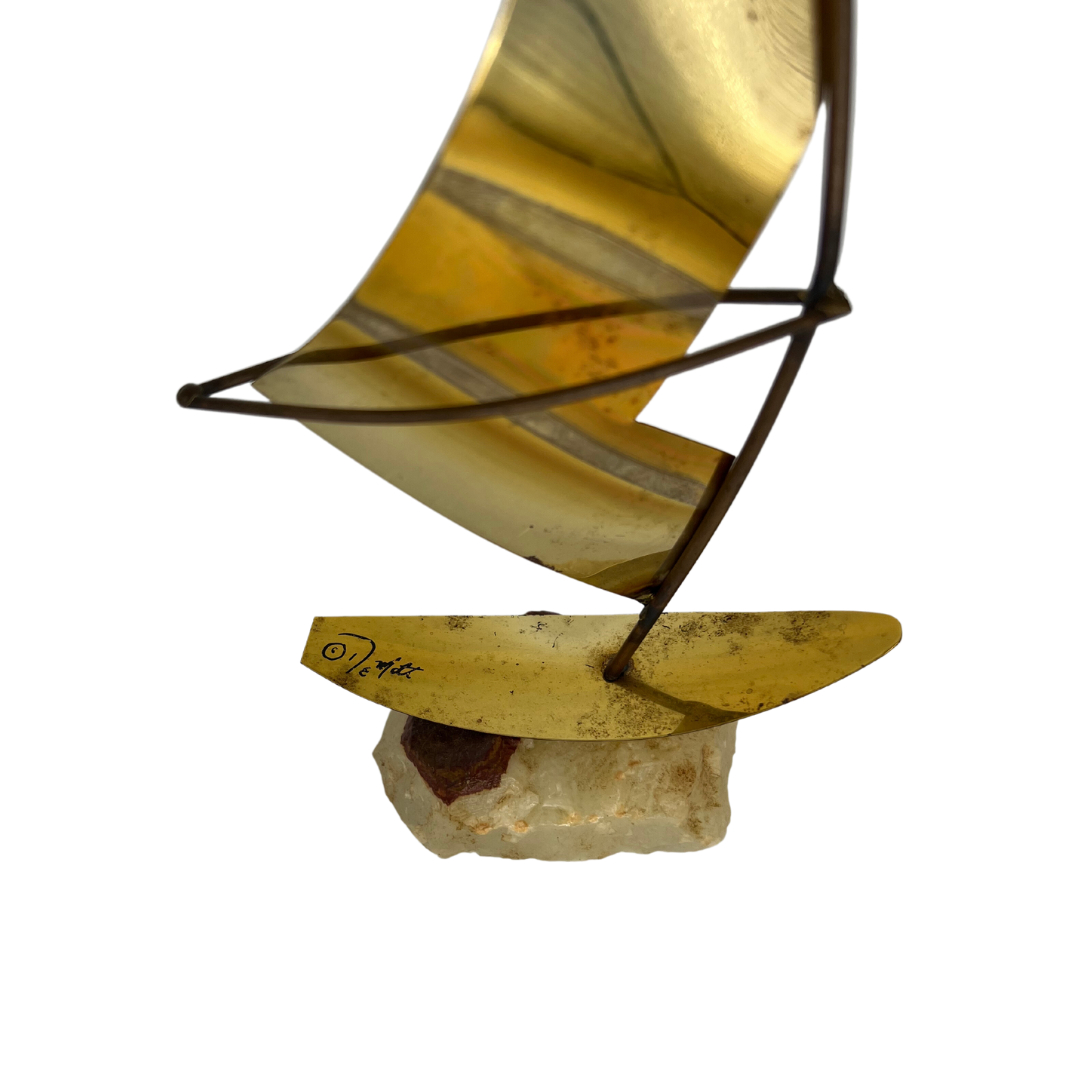 mid-centry modern brass sailboat