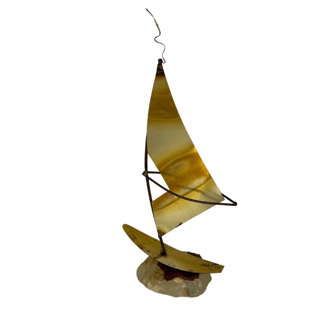 mid-centry modern brass sailboat